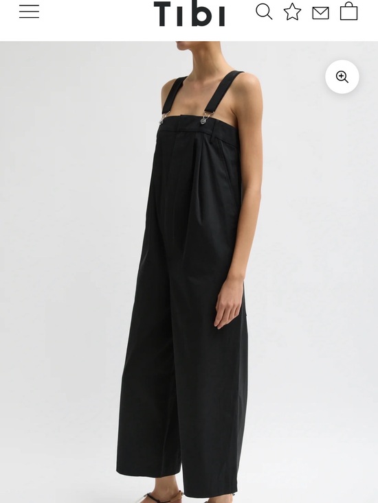 Tibi Pants - SOLD OUT Tibi Black Bio Twill Wide-Leg Overalls